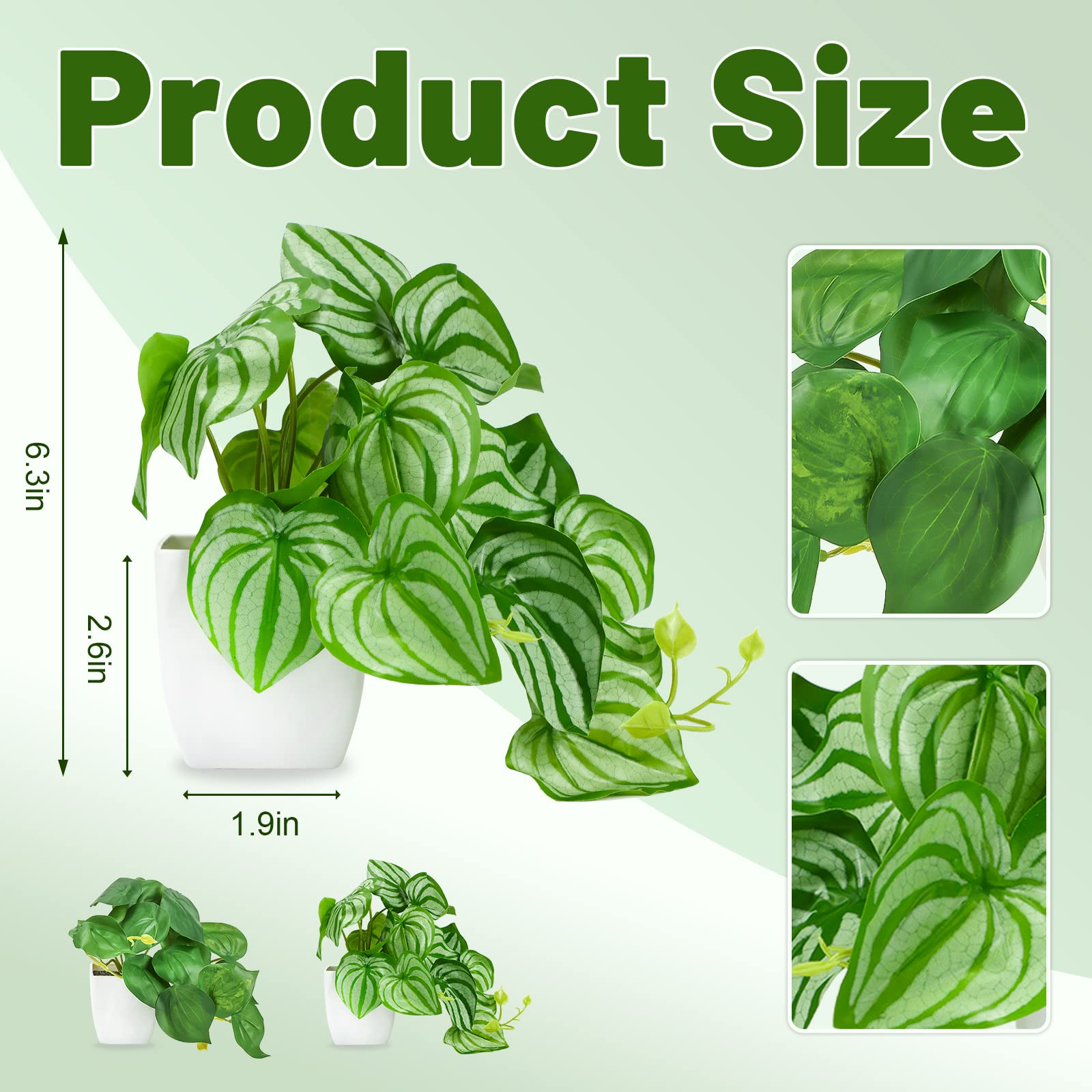 CEWOR Fake Plants 2 Packs Artificial Plants Small Plants Artificial Decor for Home Bedroom Aesthetic Living Room Bathroom Farmhouse Decor Indoor