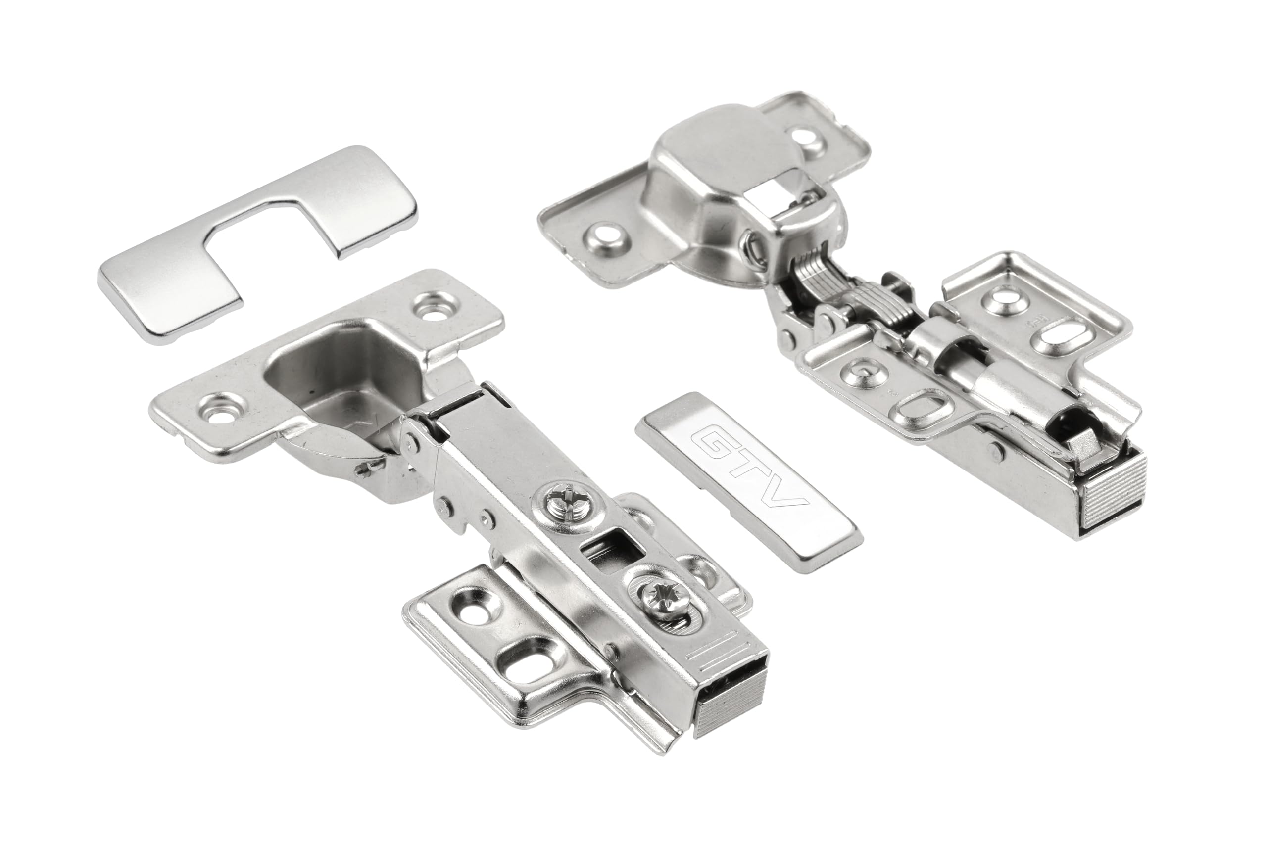 Gtv Navy Inhc Soft Close Invisible Hinges, 3D Adjustment, 3D Adjustment, Ø35mm, 80,000 Cycles For Kitchen Cabinet Door, Nickel-Plated Steel, Pack Of 2
