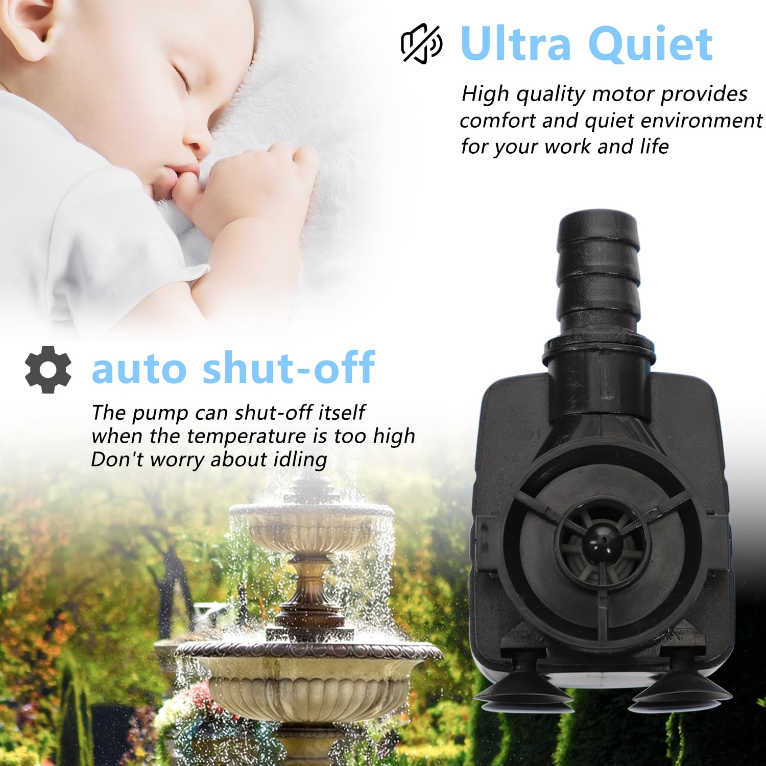 alizzy 400GPH Mała zatapialna pompa wodna (1500 l/h, 25 W) ultra cicha pompa wodna z podnoszeniem 1,5 m i kablem zasilającym o długości 6 stóp do akwarium, akwarium