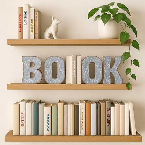 Miniatura 4 de CraftyCrocodile Letras de metal galvanizado de 7 pulgadas para decoración de pared, letra B 3D para colgar o independientes, mezcla única de estilos