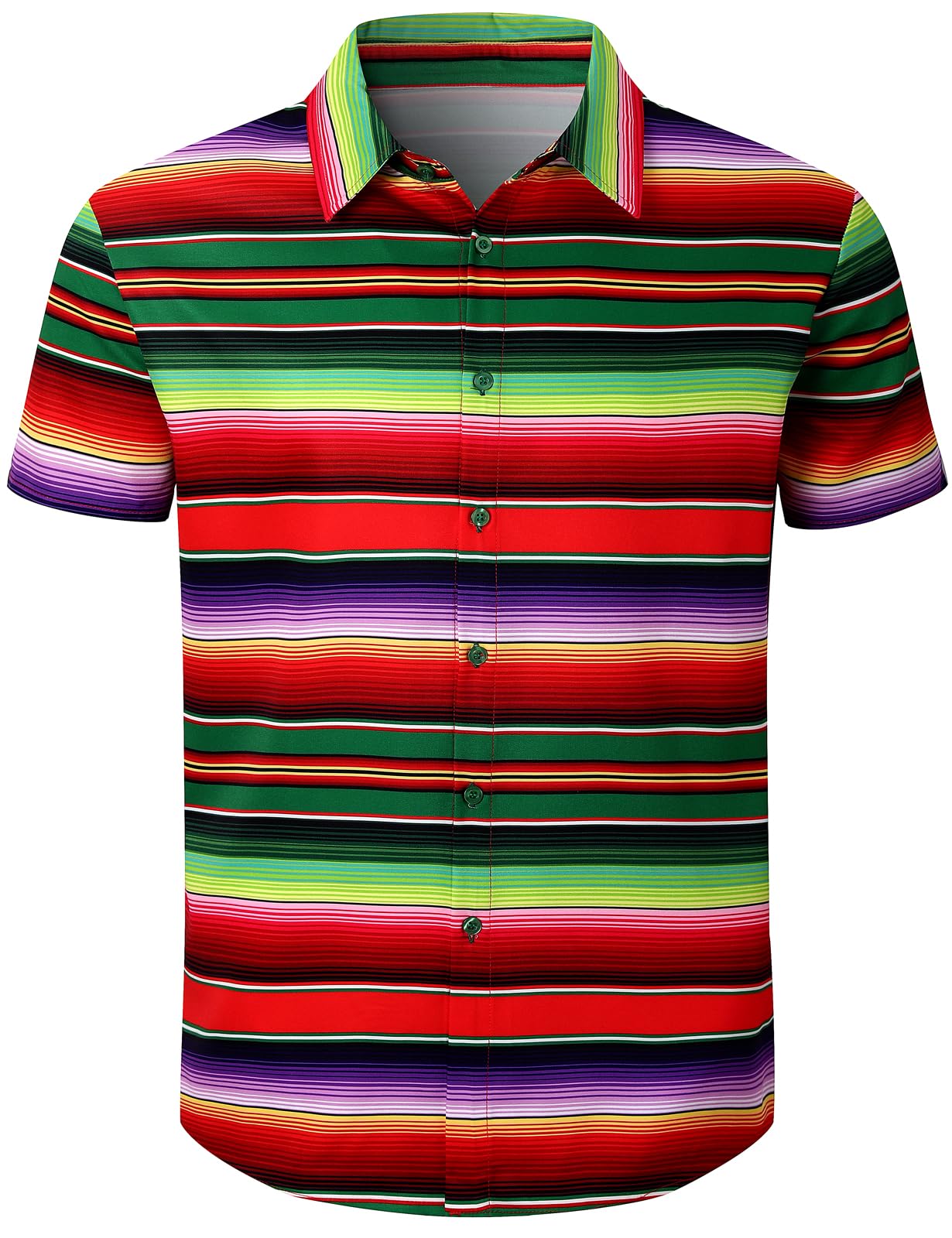 Fashonal Men's Mexican Poncho Mexican Shirt Button Down Fiesta Serape Poncho Costume Short Sleeve Party Shirt, Xl