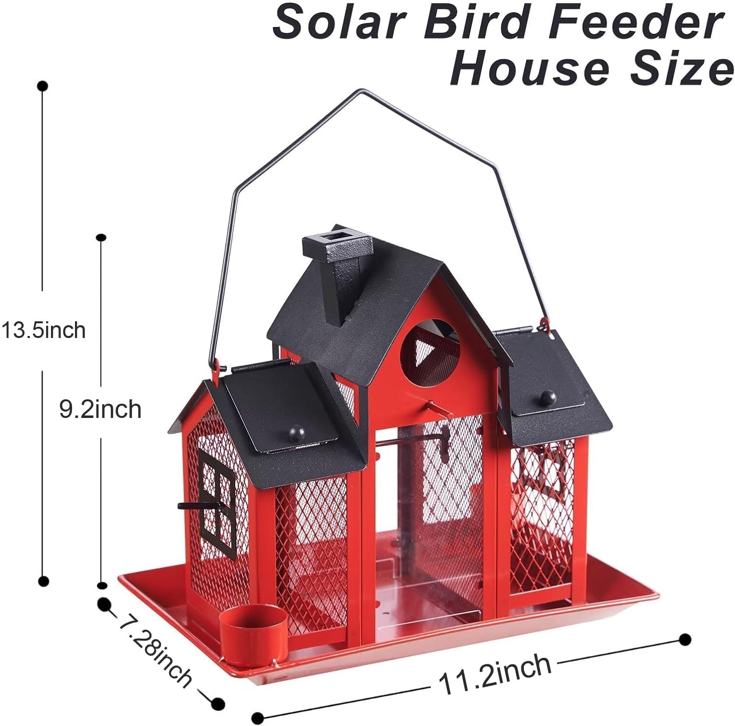 Condition photo showing Brand New for solar bird feeders house for outside hanging, metal wild bird feeder for outdoors, large cardinal bird feeder birdhouses squirrel proof (red)