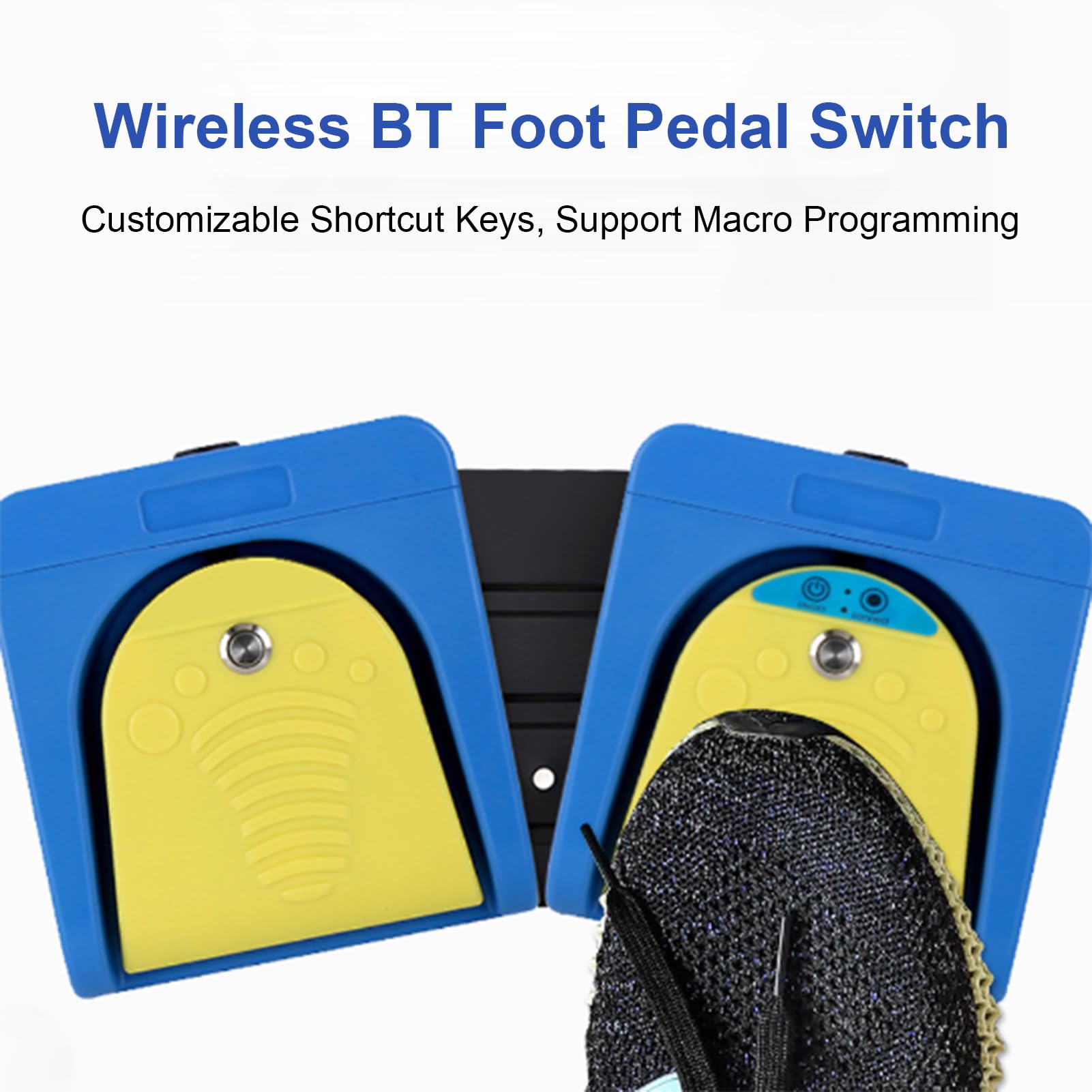 Diyeeni Przełącznik Nożny z 2 Pedałami, Bezprzewodowy Bluetooth i Przewodowy Przełącznik Mechaniczny z Teksturowanymi Wzorami, do Programowania Gier w Sprzęcie Klinicznym, do zastosowań