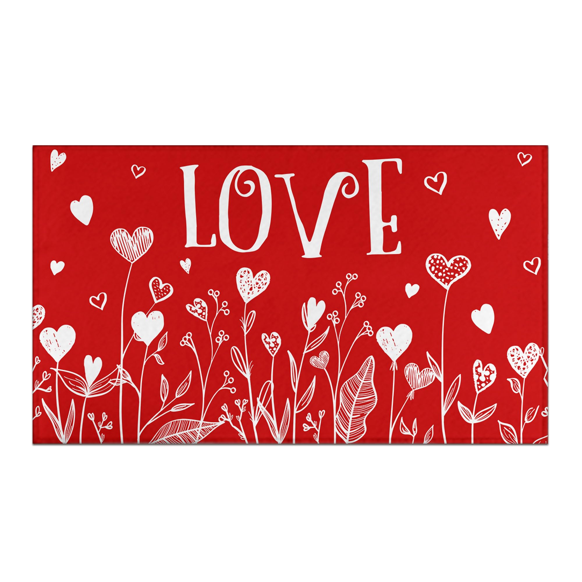 Valentines Doormat Outdoor Entrance Rug Non-Slip Love Heart Front Door Mat Valentine Decor Washable Decorative Welcome Doormat 17"x30" Valentines Decorations for Home Indoor Outdoor