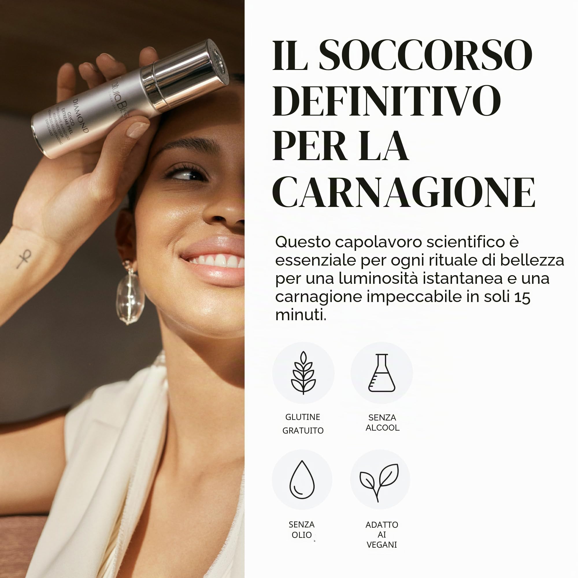 Natura Bissé Diamond Glyco Extreme Peel | Esfoliante Viso Rivitalizzante Effetto Lifting con Acido Glicolico, Alfa e Beta Idrossiacidi | 30 ml