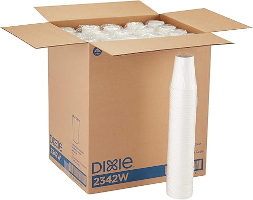 Dixie Paper - Vaso de papel para bebidas calientes, de 8 onzas de capacidad, blanco (20 fundas de 50 unidades), 12 onza, Blanco, 1000