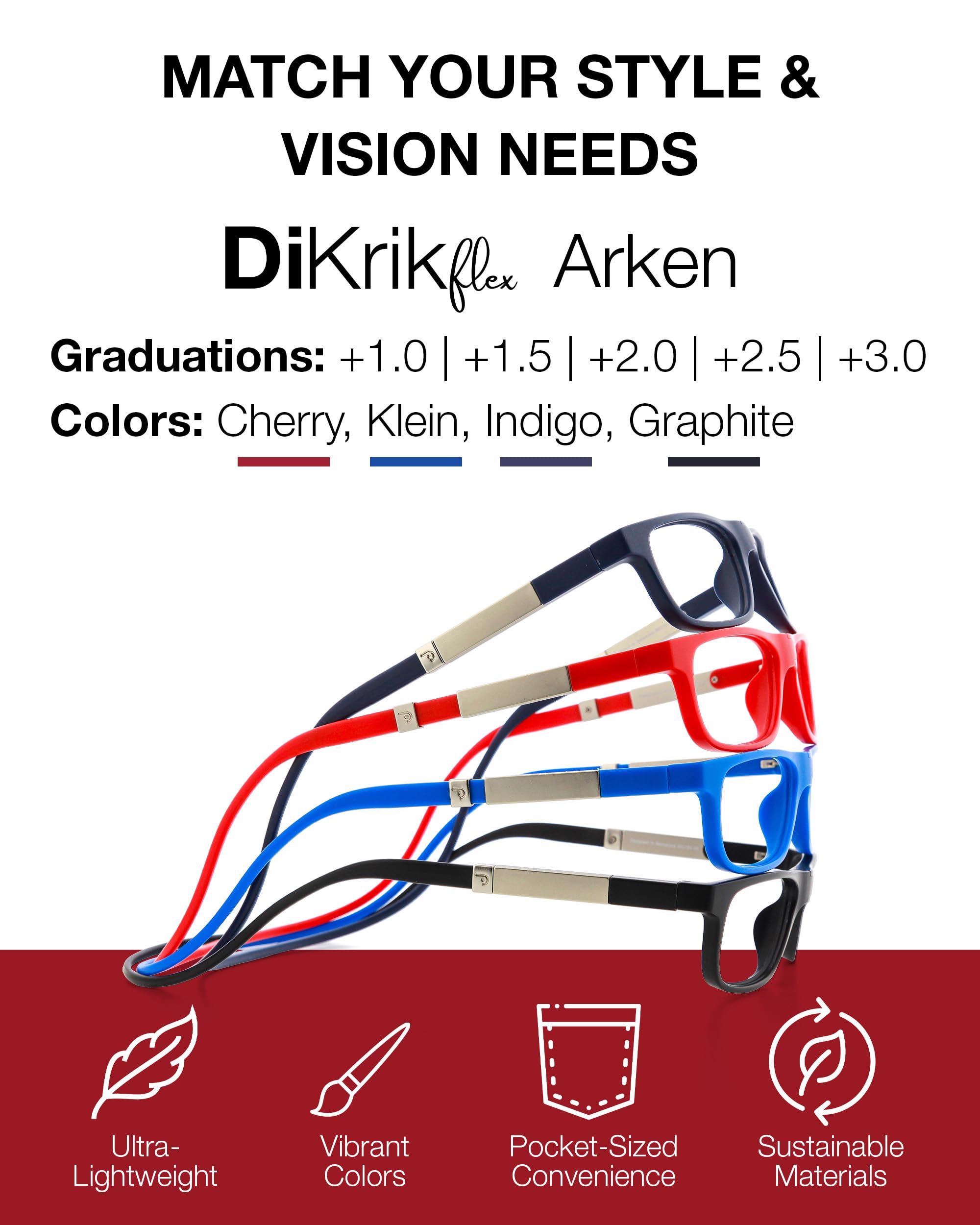 DIDINSKY Krik Occhiali da Lettura Magnetici, Anti Luce Blu | Chiusura magnetica frontale · Per leggere da vicino · Anti luce blu · Ingrandimento +1.0 a +3.0 · Custodia inclusa