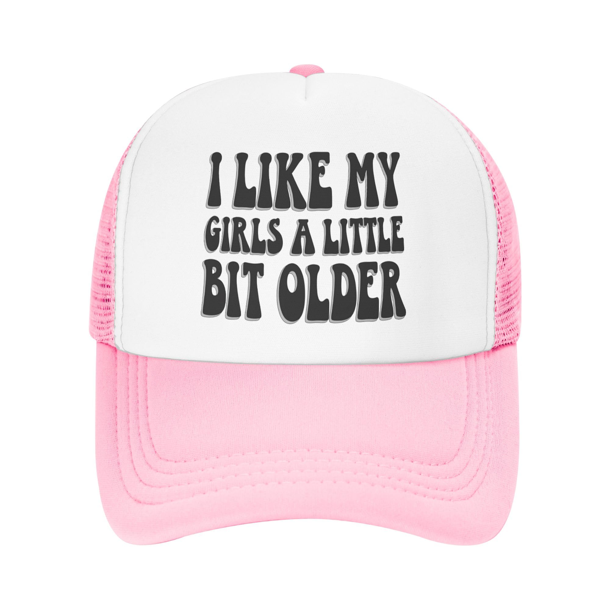 Greenchant I Like My Girls A Little Bit Older Trucker Hat Funny Kids Hats Adjustable Mesh Baseball Cap - Pink