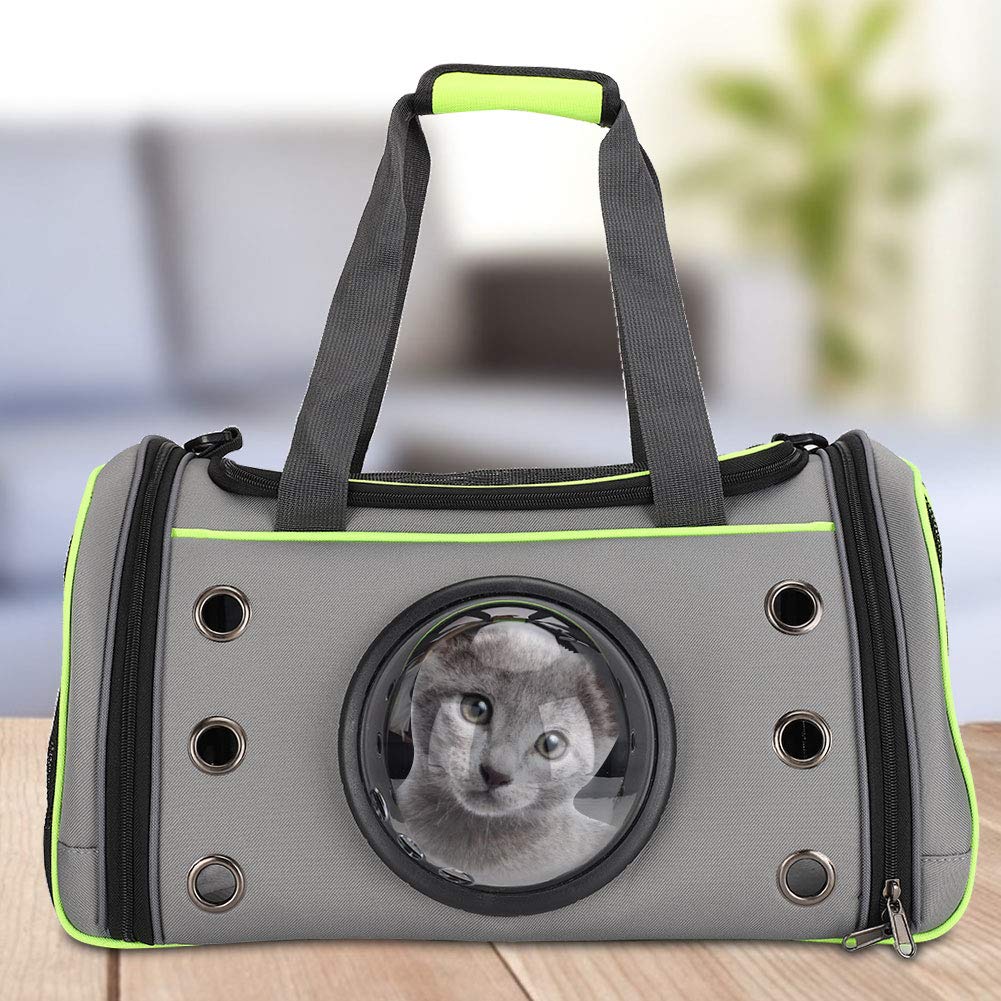 Dog Carrier Bag Portátil Plegable Bolsa de viaje transpirable Cápsula transparente Outdoor Cat Pet Mochila(Verde claro)