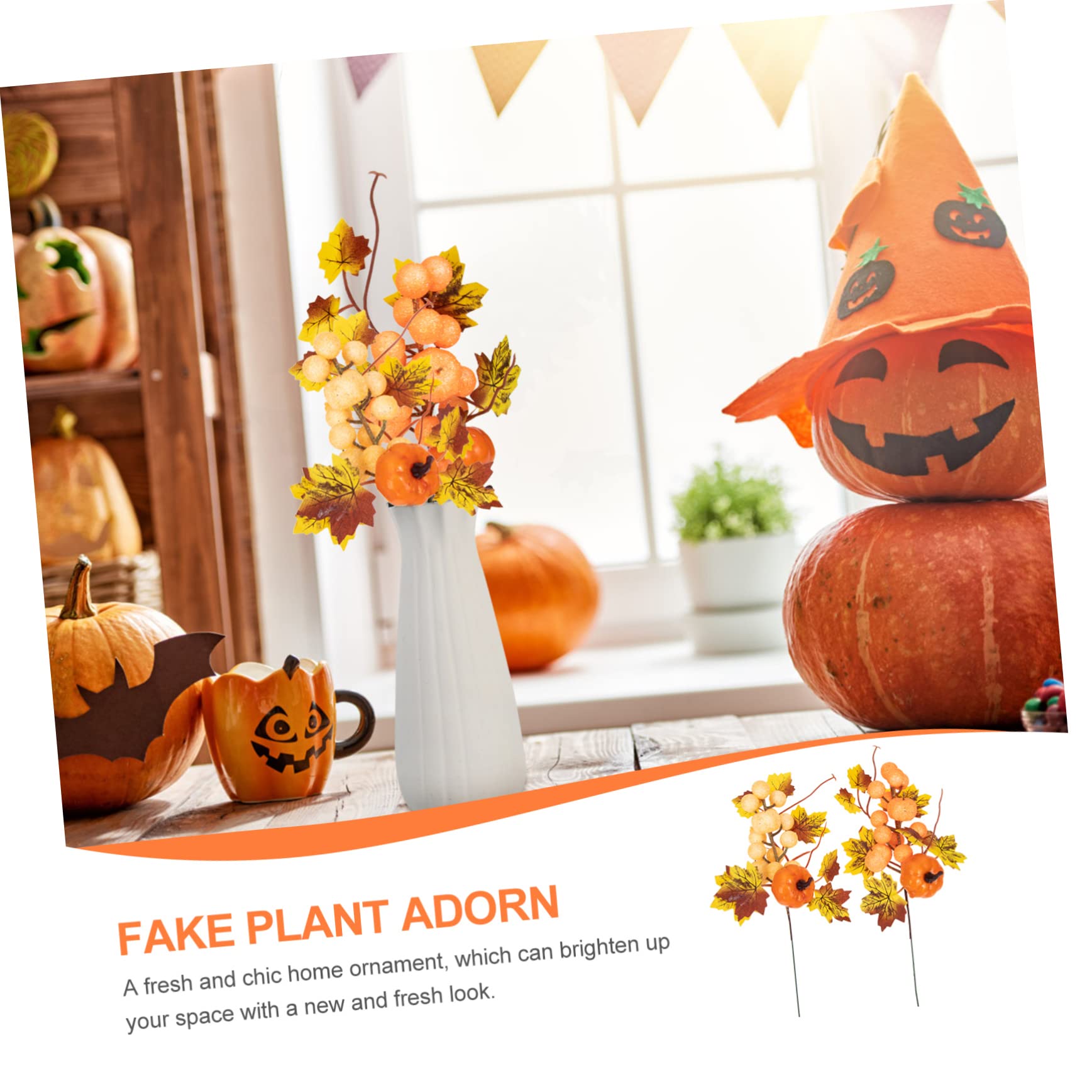 10 STK Ahornkürbiszweige Wohnkultur Künstliche Ahorn-Kürbis-Simulationszweige Herbst-Faux-Blatt Haushaltsdekoration Kunstpflanzen Zweig der Kürbispflanze Halloween Blätter