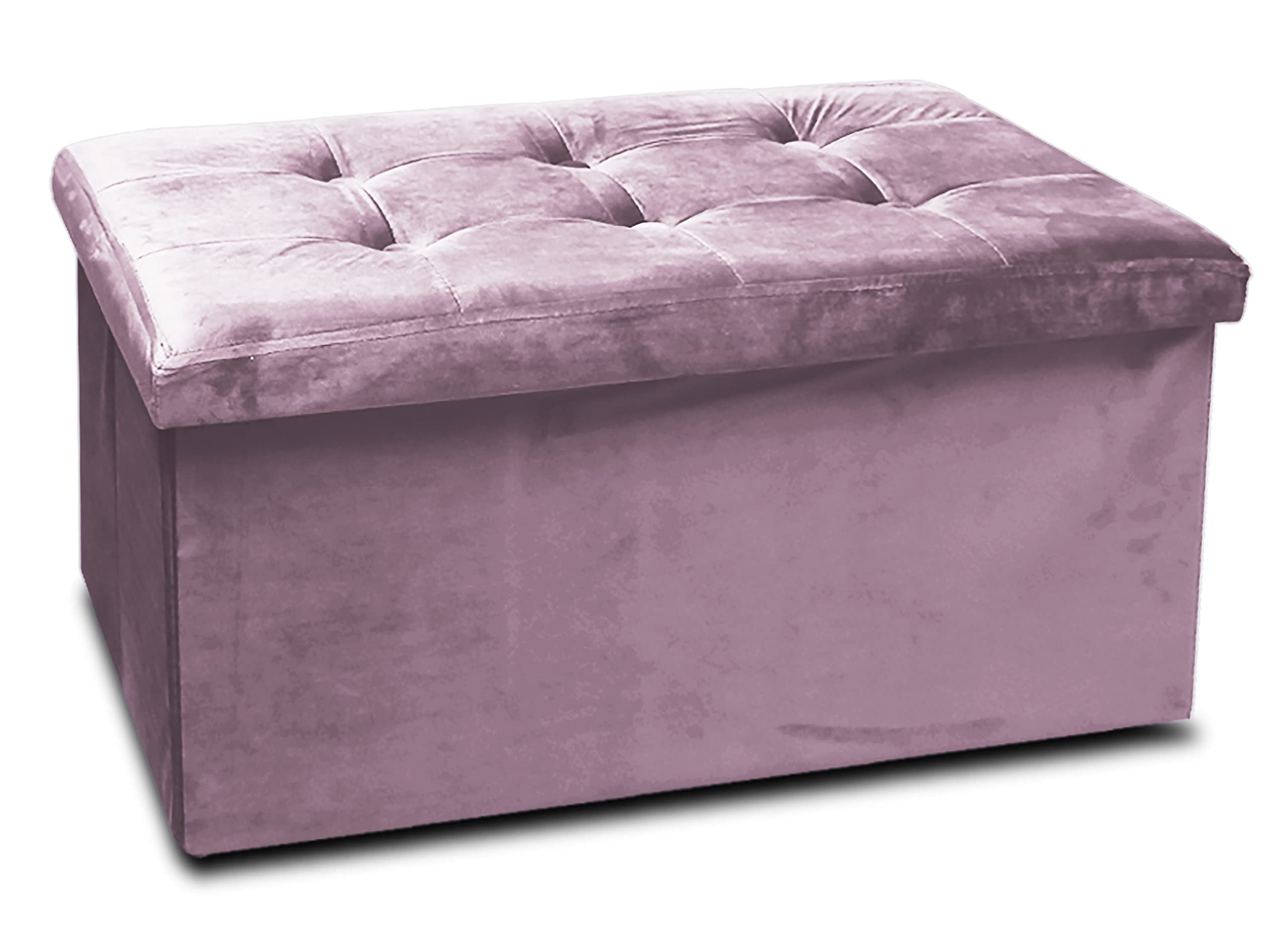 GREAT AIGOO Taburete de Almacenamiento Plegable de 76x38x38cn, Puff Taburete Plegable,Baul Grande Dormitorio Caja Almacenaje Retro Interior Banco Madera Juguetes (Tercíopelo Rosa)