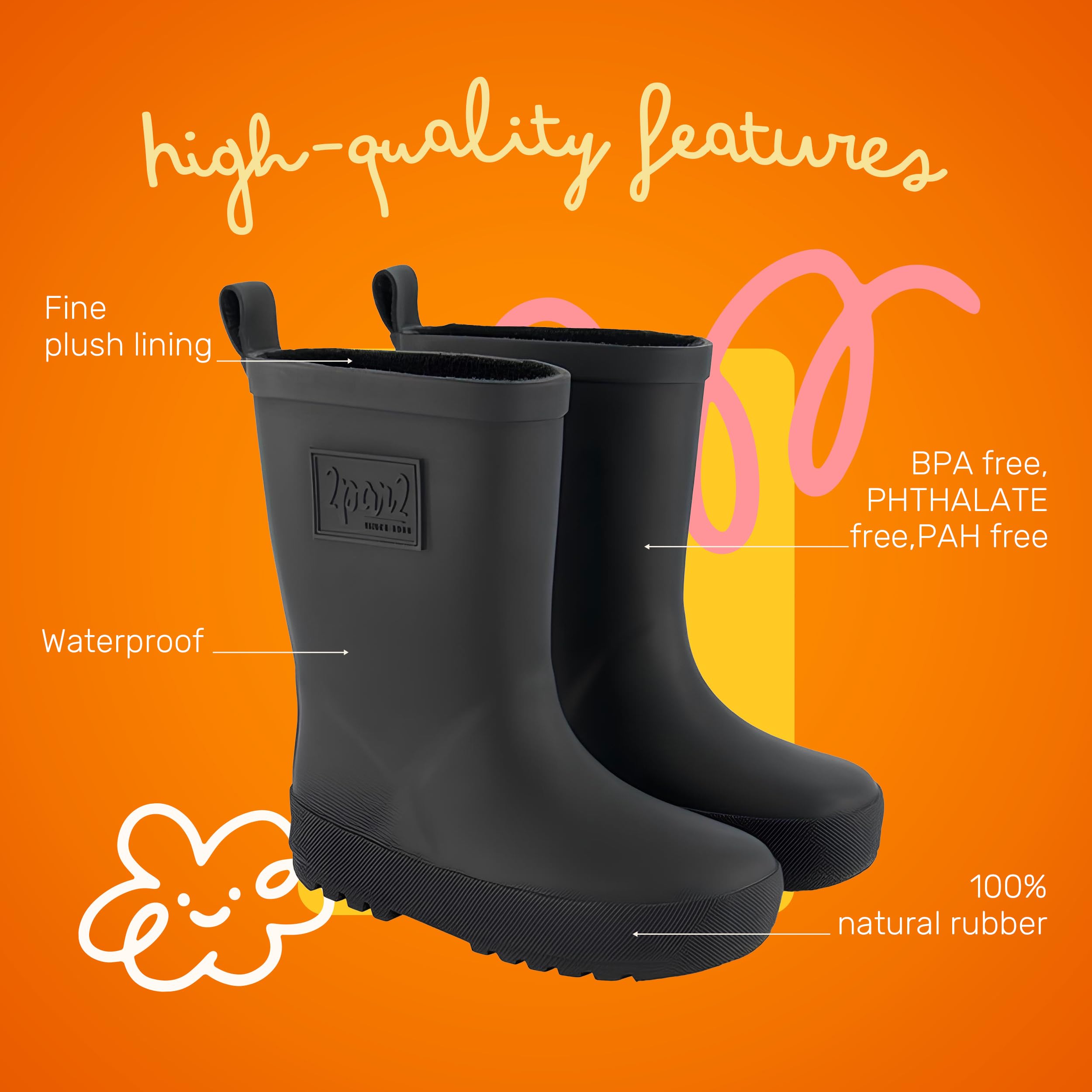 Deux par Deux Kids Unisex Girl Boy Rain Boots - 4