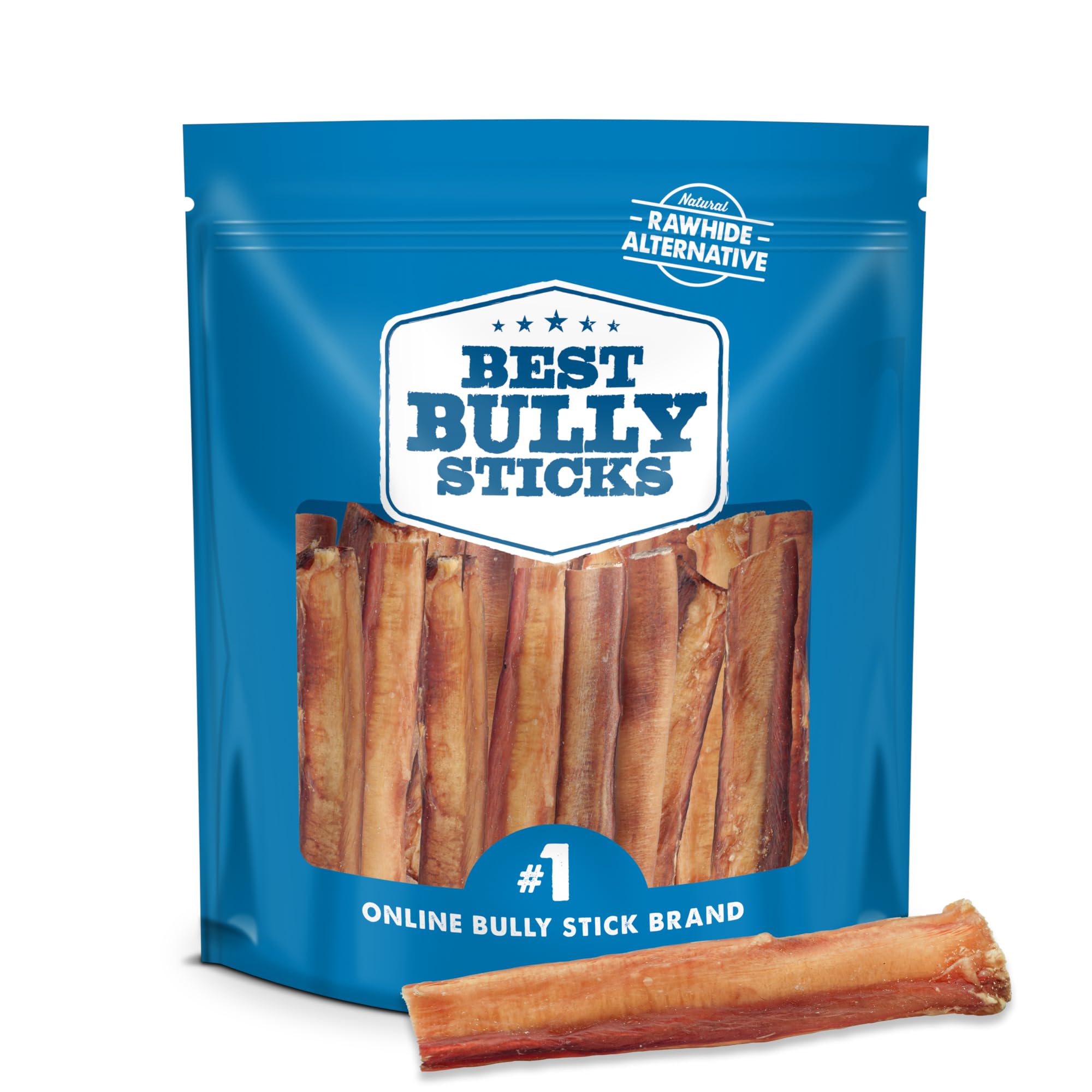 Best Bully Sticks Thick 6 Inch Bully Sticks - 18 Count (Pack of 1) - Natural, Grass-Fed, Single Ingredient, Grain and Rawhide Free, Ideal for Big Breeds