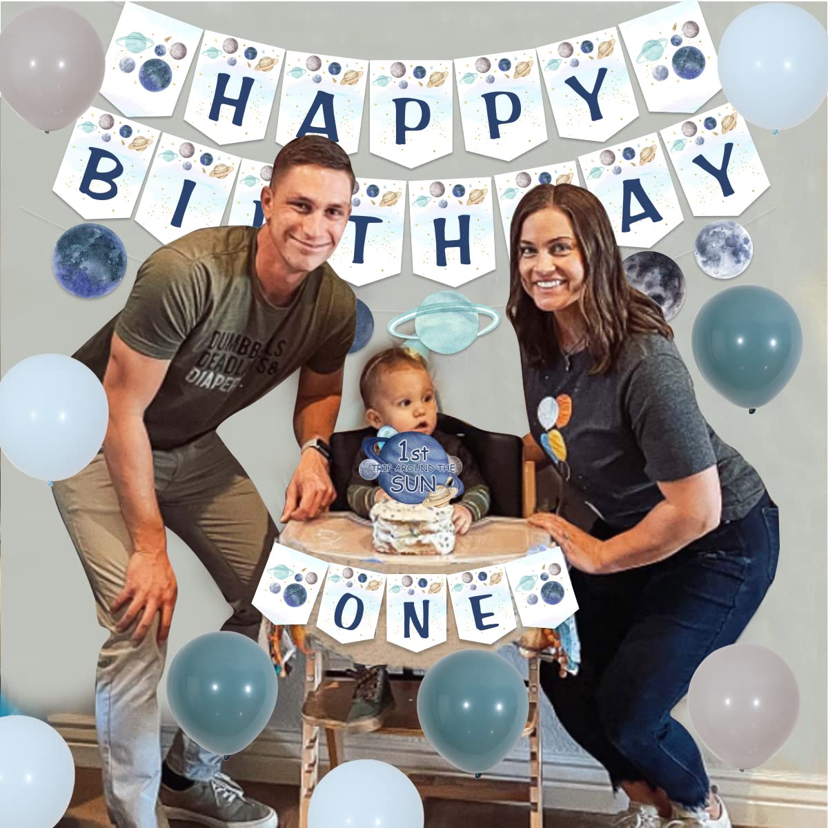 142-Piece Space Theme First Birthday Decorations – Astronaut Plates, Napkins, Cups, Tablecloth & Banner For 20 Guests