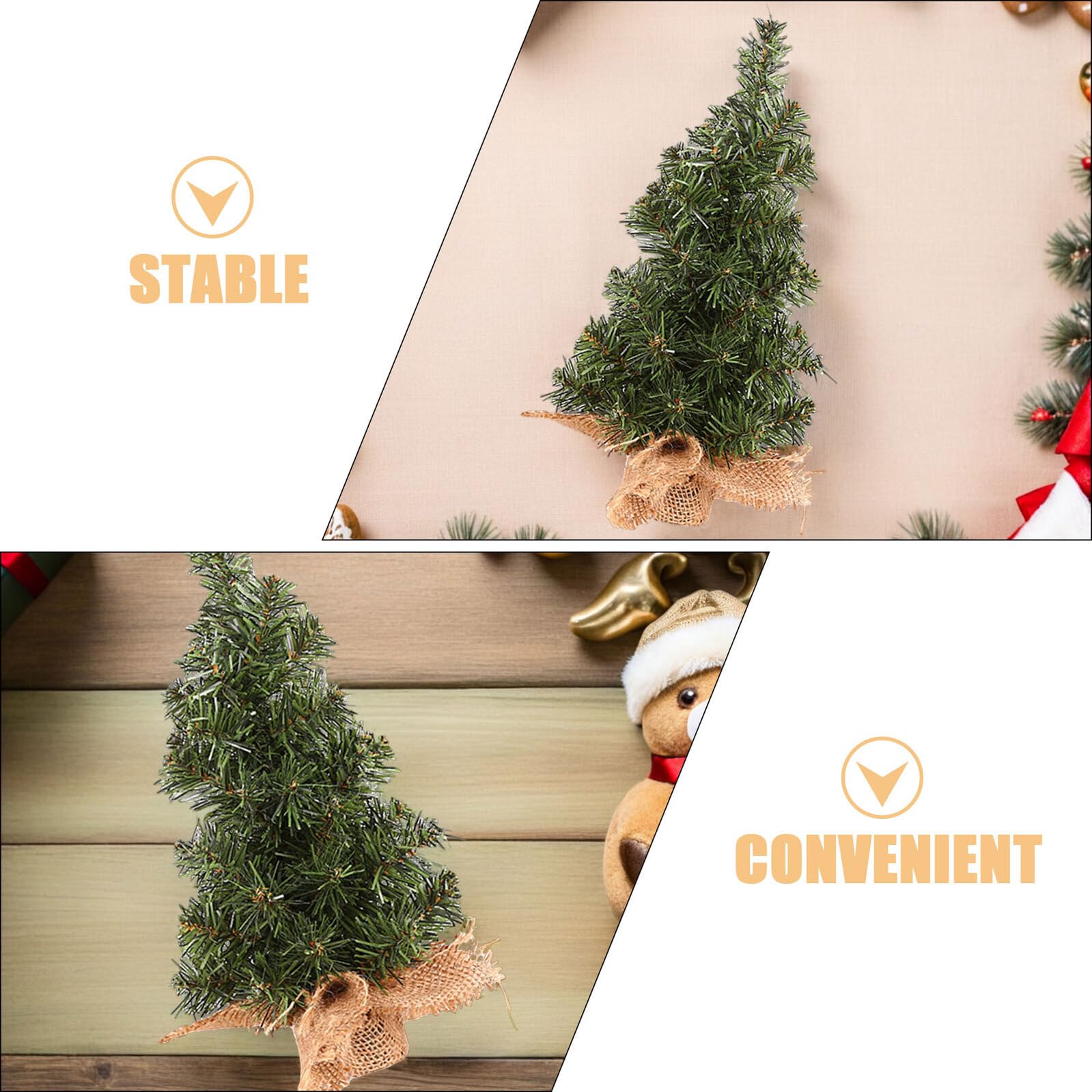 6 Mini Alberi di Natale Artificiali da Tavolo con Base in Tela di Iuta Mini Alberi da Scrivania Decorativi per Feste Ambienti Interni e Progetti Creativi 30 CM