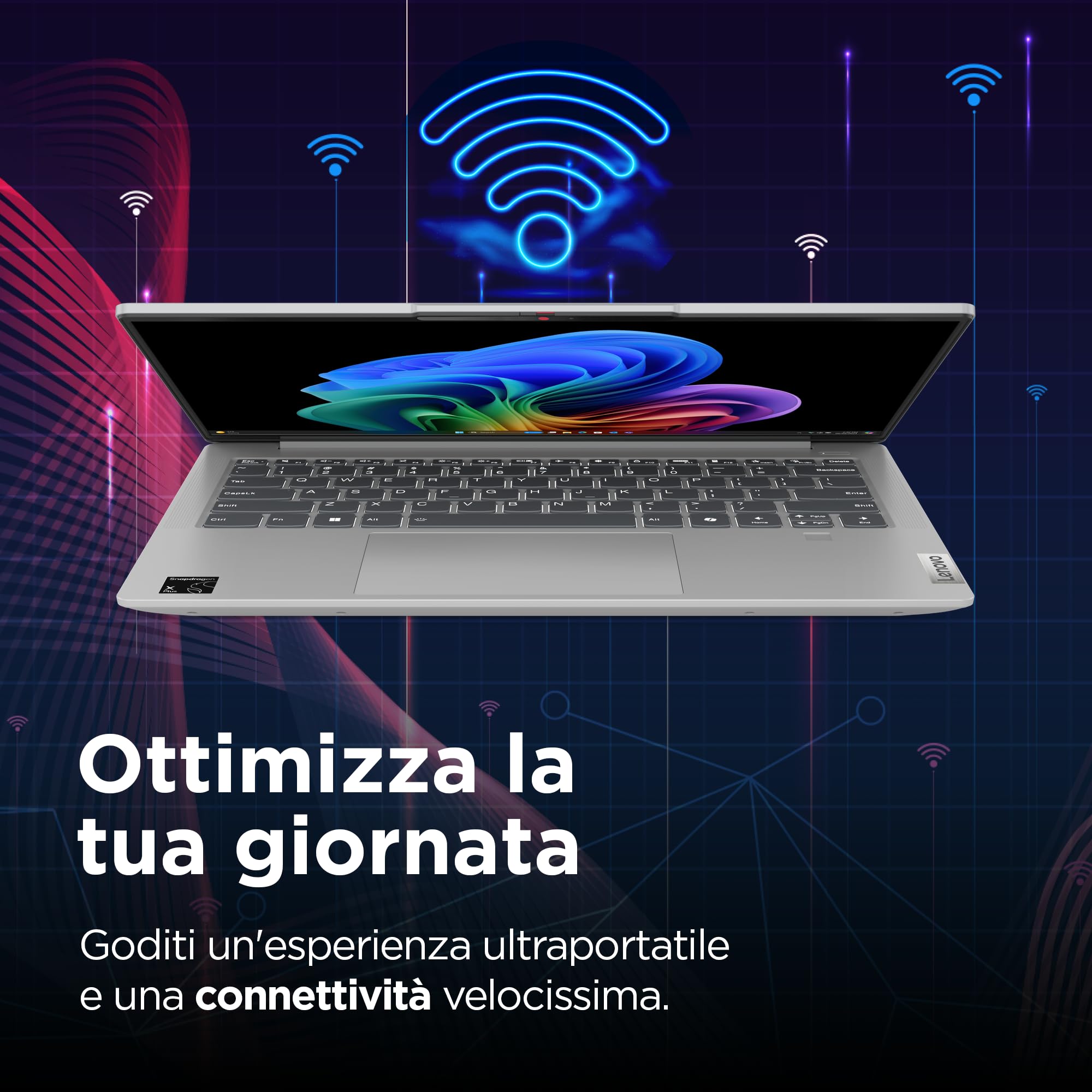 Lenovo IdeaPad Slim 5 Notebook Copilot+ PC 14’’ WUXGA (1920x1200), Snapdragon X X1-26-100, RAM 16 GB, 1 TB SSD, Windows 11 Home, WiFi 7 - Cloud Grey