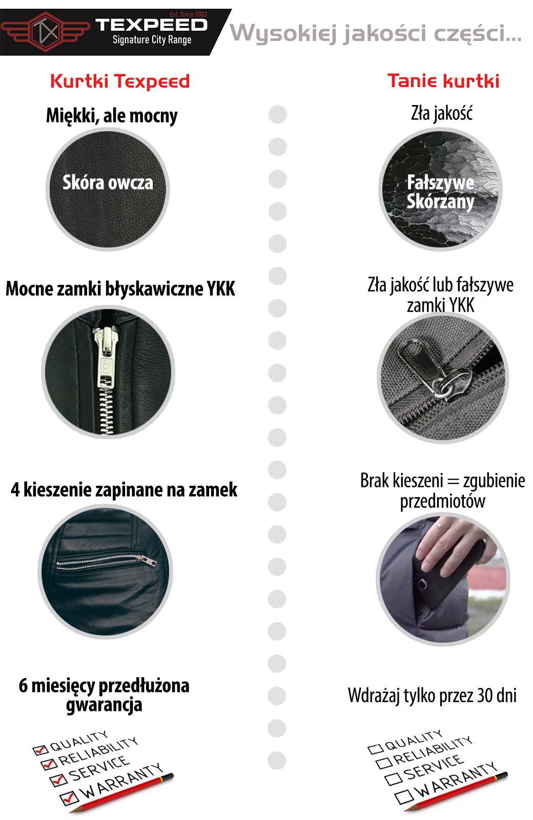 Texpeed Skórzana kurtka męska stylowy - Kurtka z prawdziwej skóry biker - Płaszcz zimowy/letni - Czarny - Brązowy - Czerwony - Niebieski - Wszystkie rozmiary