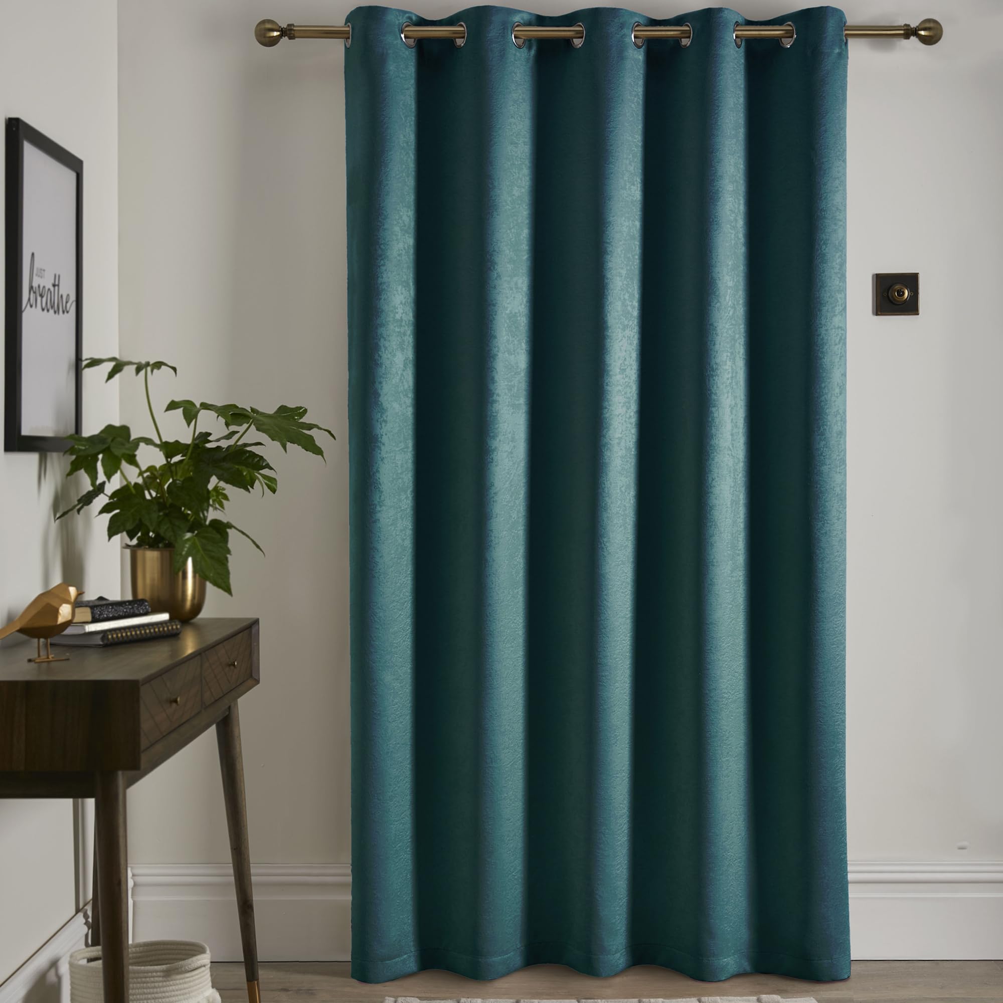 Fusion Forest Green Single Eyelet Curtain W66 x L84 (168x214cm), Thermal & Soundproof Panel for Bedroom/Living Room - Image 2