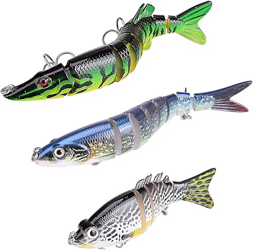 Miniatura 8 de Pumowu Juego de señuelos de pesca, cebo multietapa, cebo biónico de hundimiento lento, lubina de agua dulce y salada Bionic Bait, regalo de pesca