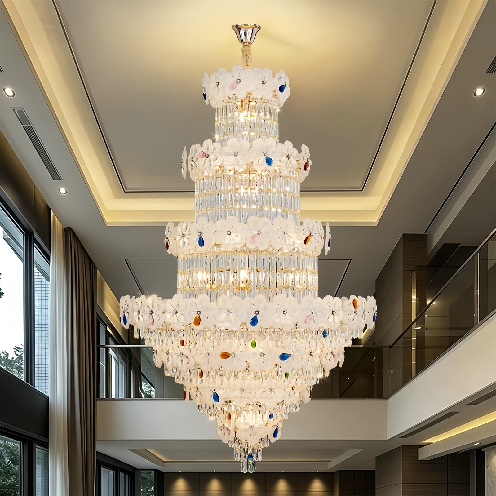 Grande Lampadario Di Cristallo For L'ingresso, Lampadario Dal Soffitto Alto