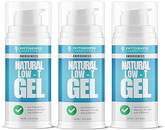 ANDROGENESIS Natural Low-T Support Gel - T Booster for Men - Muscle Recovery, Energy Booster, Healthy Aging Blue 3 12.0 Fl Oz