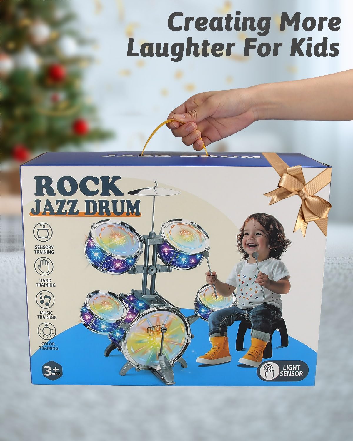 Kids Drum Sets for 2-5, Drum Set for Toddlers 1-3, Mini Baby Junior Youth Percussion Beginner Small Jazz Band Rock Drum kit Musical Instrument Toys Boys Girls Ages 3-5 5-7 6-10