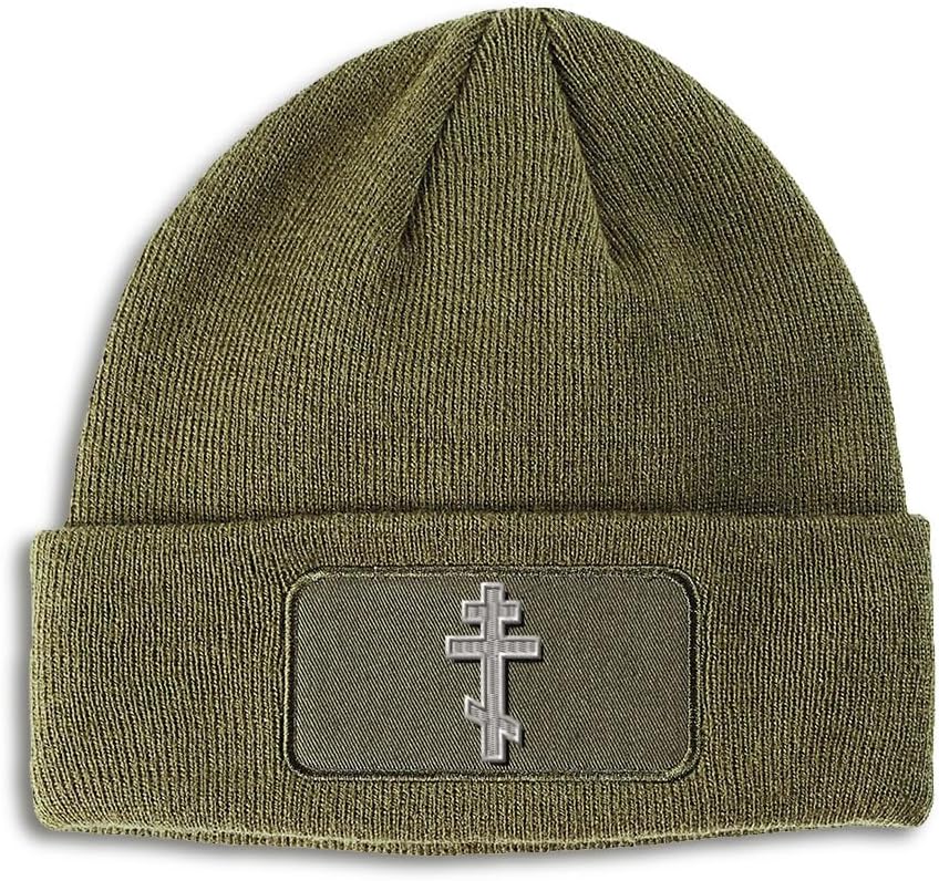 Patch Beanie Orthodox Cross with Shadow Christ Jesus Skull Cap Hats for Men & Women Winter Hats One Size