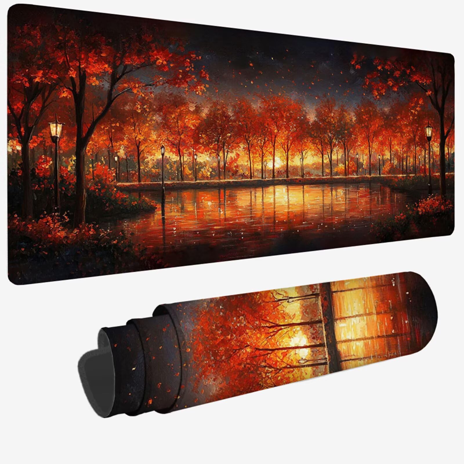 Podkładka pod mysz XXL 1200 x 400 x 3 mm, duża czerwona podkładka pod mysz z wodoodporną i gumową antypoślizgową podkładką pod biurko zszyte krawędzie, poprawia precyzję i szybkość dla gracza W-508