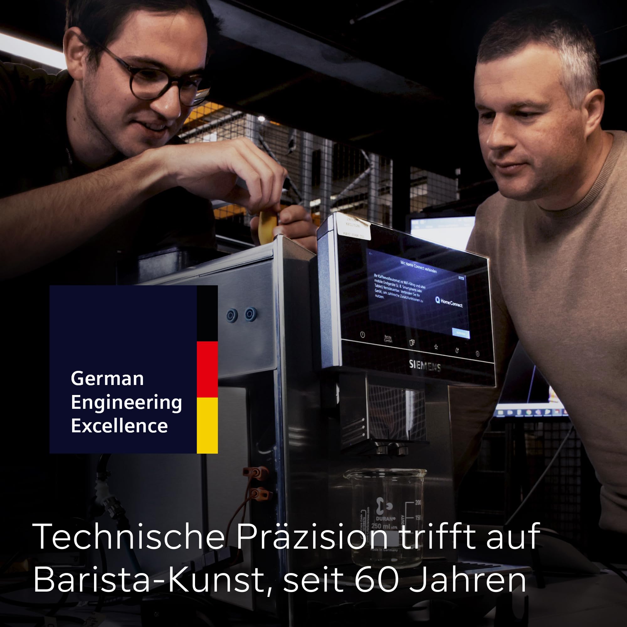 Siemens Kaffeevollautomat EQ900, großes farbiges TFT-Display, 36 Heiß- und Kaltgetränke, Cold Brew, super leise, Keramikmahlwerk, Doppeltassenfunktion, Steuerung per App, Edelstahl, TQ903D03