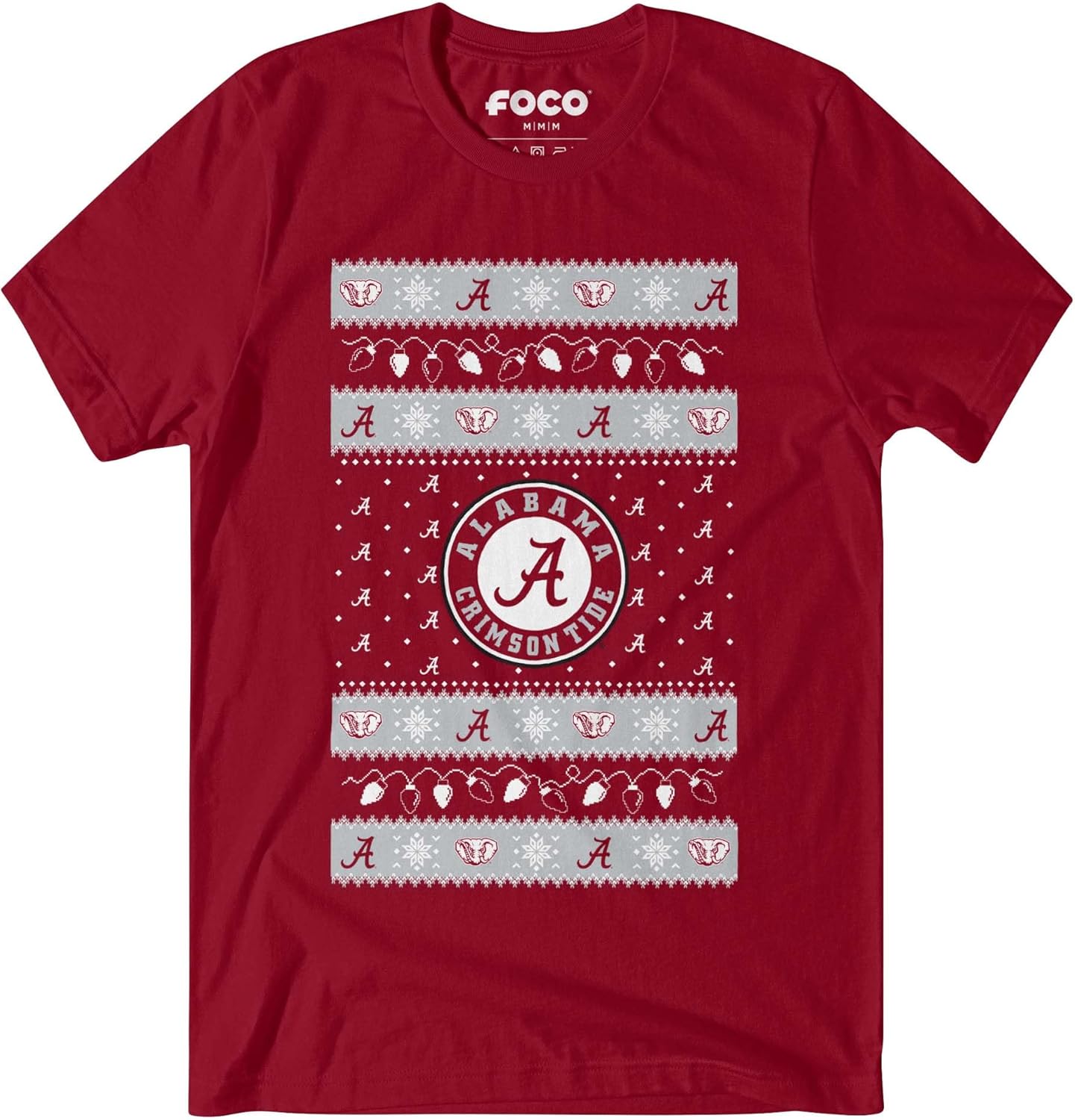 FOCO Mens NCAA College Team Logo Holiday Lights Sweater T-Shirt
