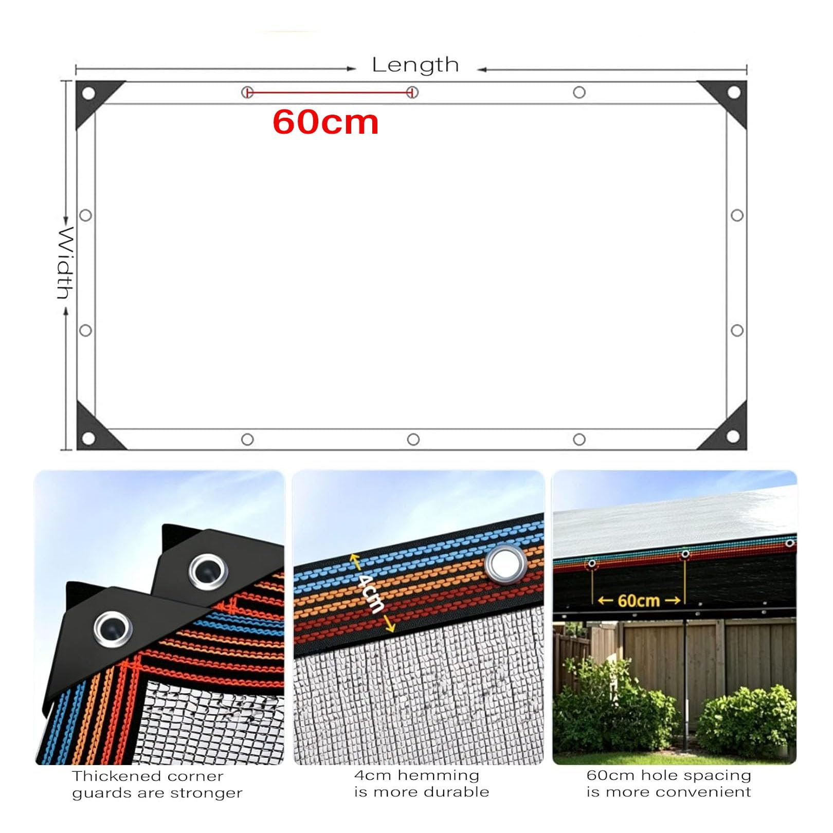 Malla de aluminio reflectante de 2 x 8 m, aislamiento térmico 99 % de protección UV, para balcón, cochera, plantas, invernadero, solución de protección solar al aire libre