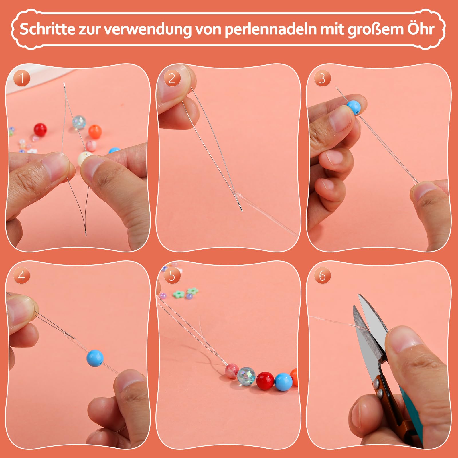 Set 6 Aghi Per Perline Extra Sottili - Con Bottiglia Portaaghi - Per Creazione Gioielli E Artigianato - Foto 5