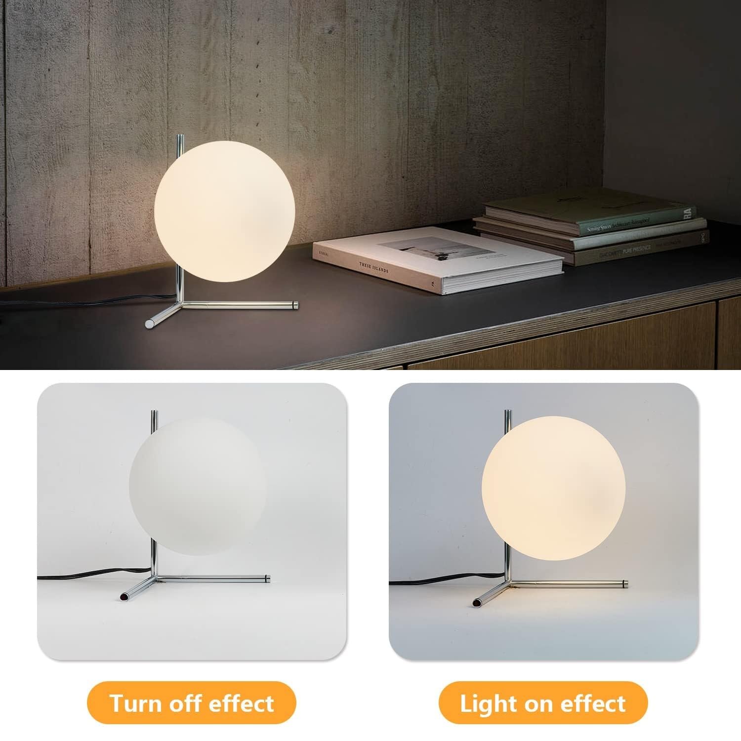 QJRGUY Lampada Tavolo Vetro Moderno Semplice con Base in Metallo, per Studio, Camera da Letto e Comodino Adatto a Soggiorno, dormitorio, Ufficio, (Nero)