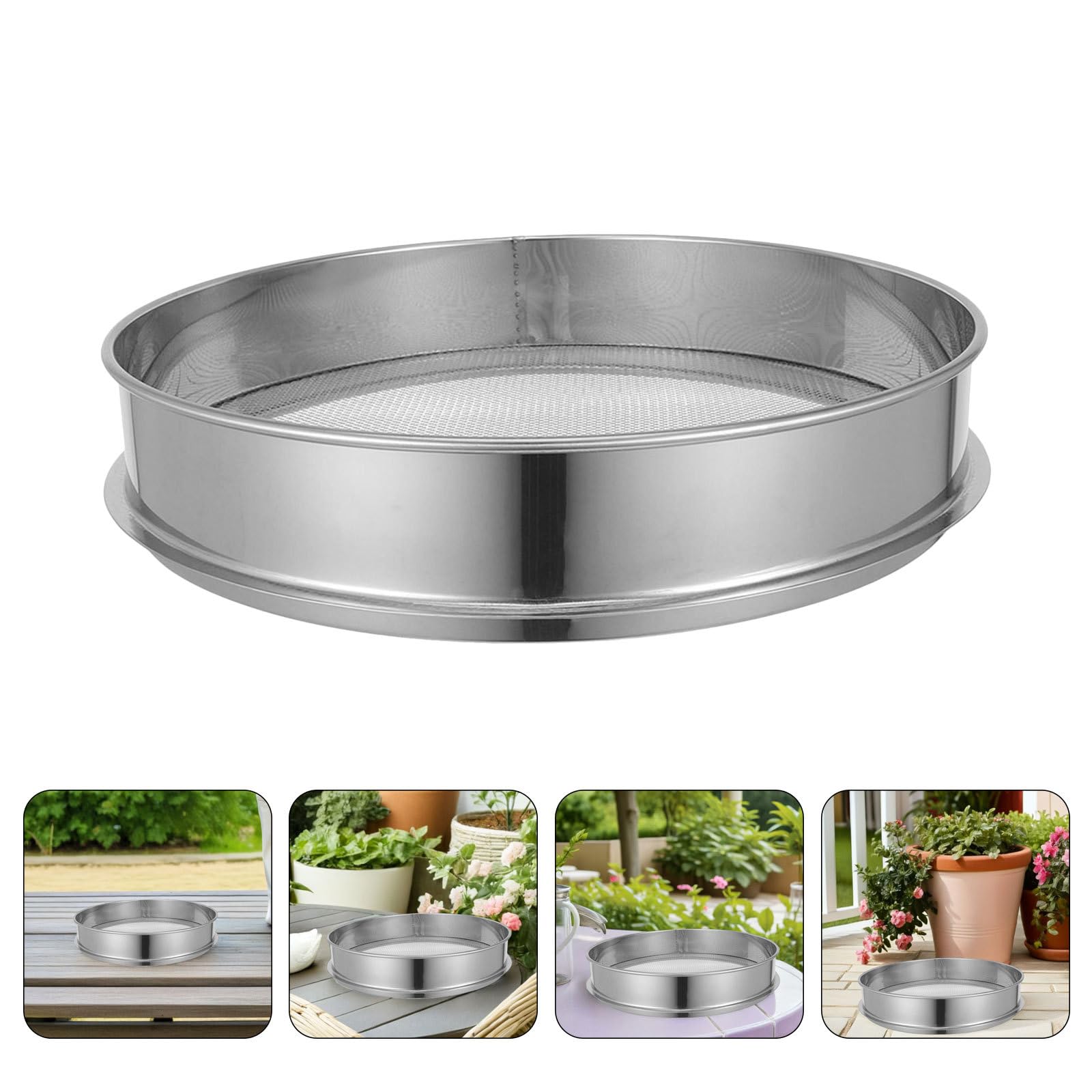 Toyvian Setaccio in Acciaio Inox per Terreno da Giardino 35 CM con Maglie Larghe Strumento Manuale per Setacciatura Compost Ghiaia e Bonsai Utensile per Orto e Cura del Prato