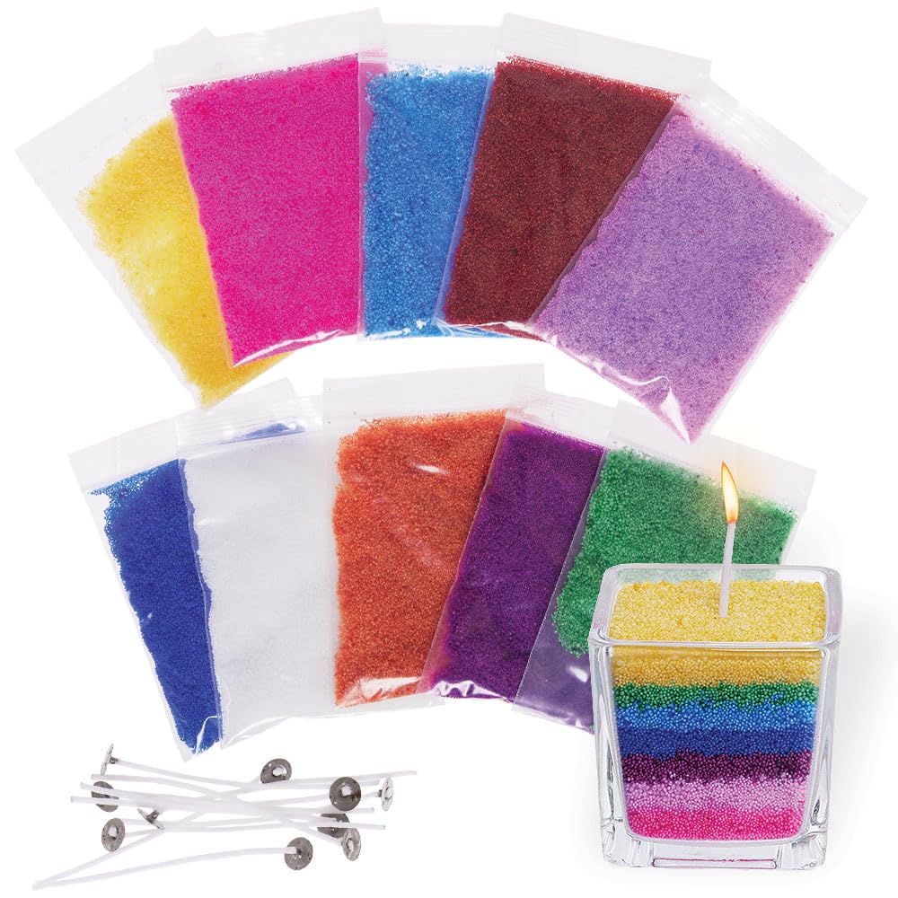 Baker Ross VC205 Sand Wax Candle Making Kit - Pack of 1, Coloured Sand Candle Craft Kit