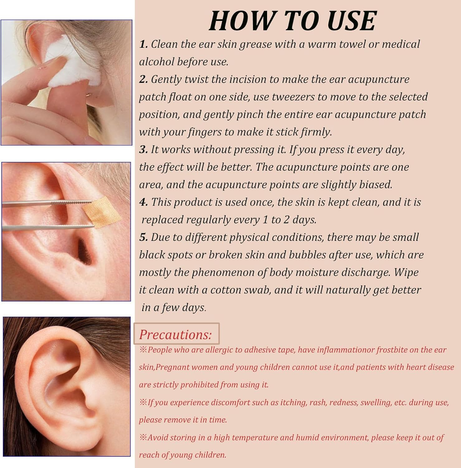 Acupuncture Ear Seeds Press Seeds 400 Pcs Acupressure Ear Beads Ear Counts Acupuncture Acupressure Tools Disposable with Acupuncture Point Chart Probe for Balance & Wellness (Color 40pcs)