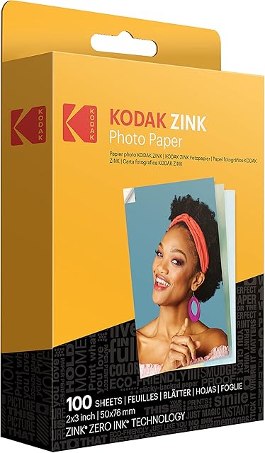 Zink KODAK 2"x3" Premium Photo Paper (100 Sheets) Compatible with KODAK PRINTOMATIC, KODAK Smile and Step Cameras and Printers(Packaging May Vary)
