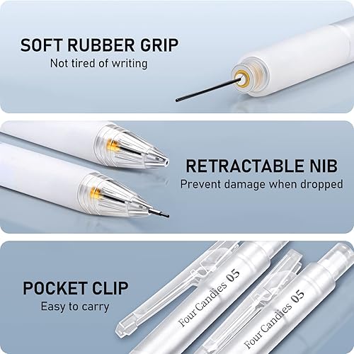 Miniatura 5 de Four Candies Juego de lápices mecánicos con estuche, 3 lápices lindos de 0.020 in con 180 repuestos de plomo HB, 3 borradores y 9 repuestos de