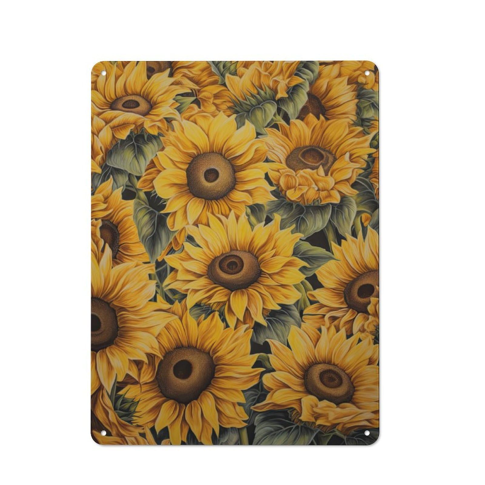 Junmoney Sunflowers Vintage Tin Sign 40X30cm For Dining Room Or Kitchen, Suited To Dining Room Decor Fans