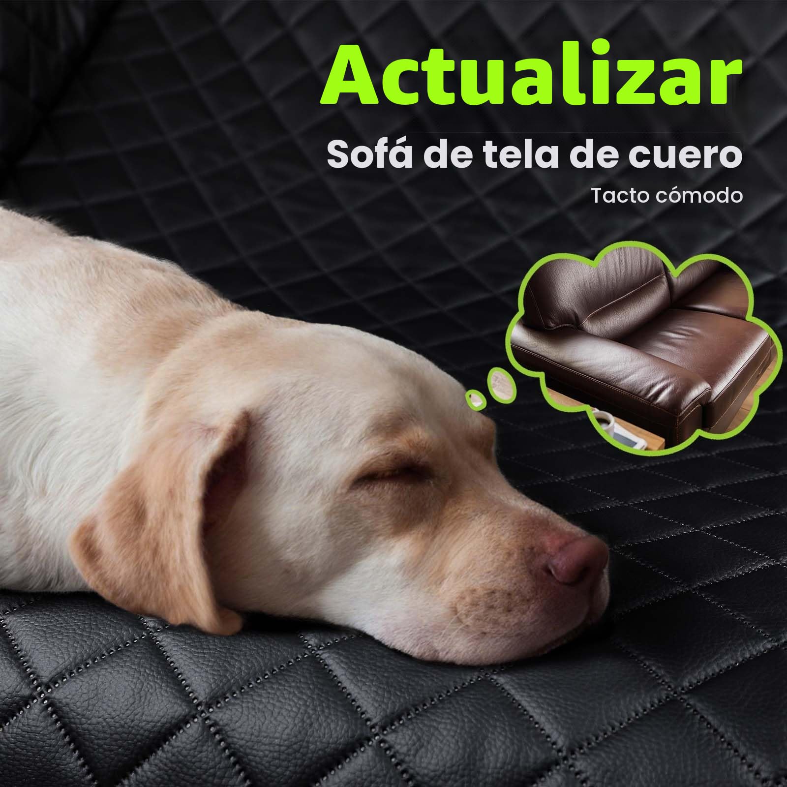 Pecute Funda Coche Perro con Fondo Duro para Asiento Trasero, Súper Impermeable, Fácil de Limpiar, Fácil de Guardar y Ahorra Espacio, Antirayaduras, Textura Sofá, hasta 150 kg