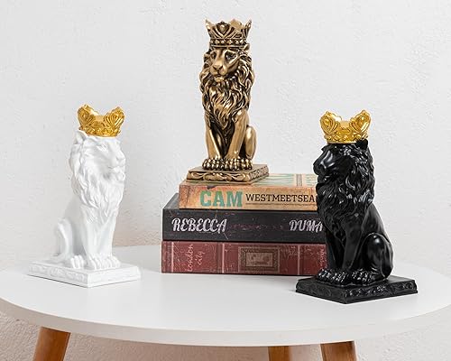 Miniatura 3 de Decoración de estatua de león de resina de 9 pulgadas, estatua de león de corona, hombre masculino, decoración para el hogar, oficina, decoración