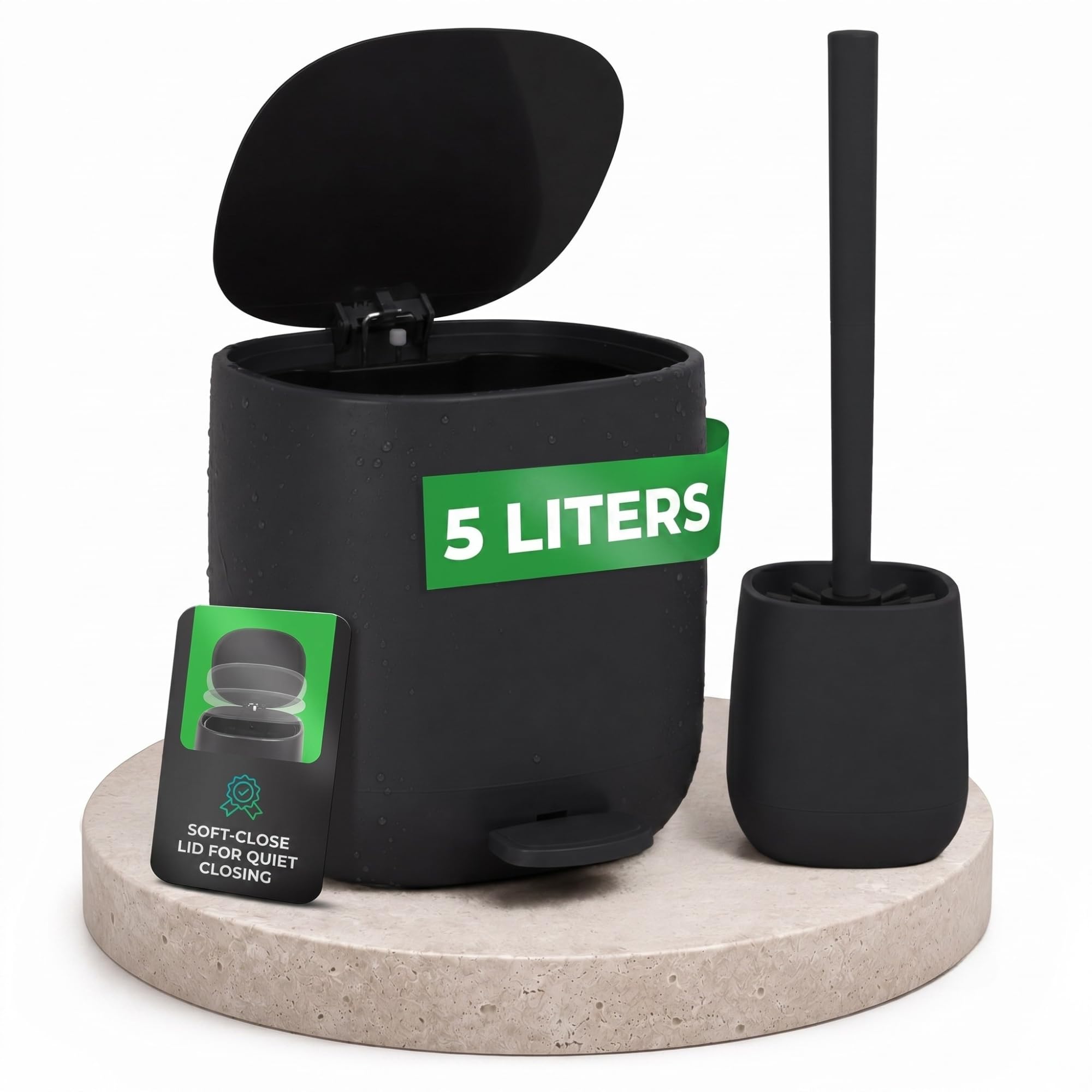 Yourcasa Bathroom Bin and Toilet Brush Set 5L Pedal Bin