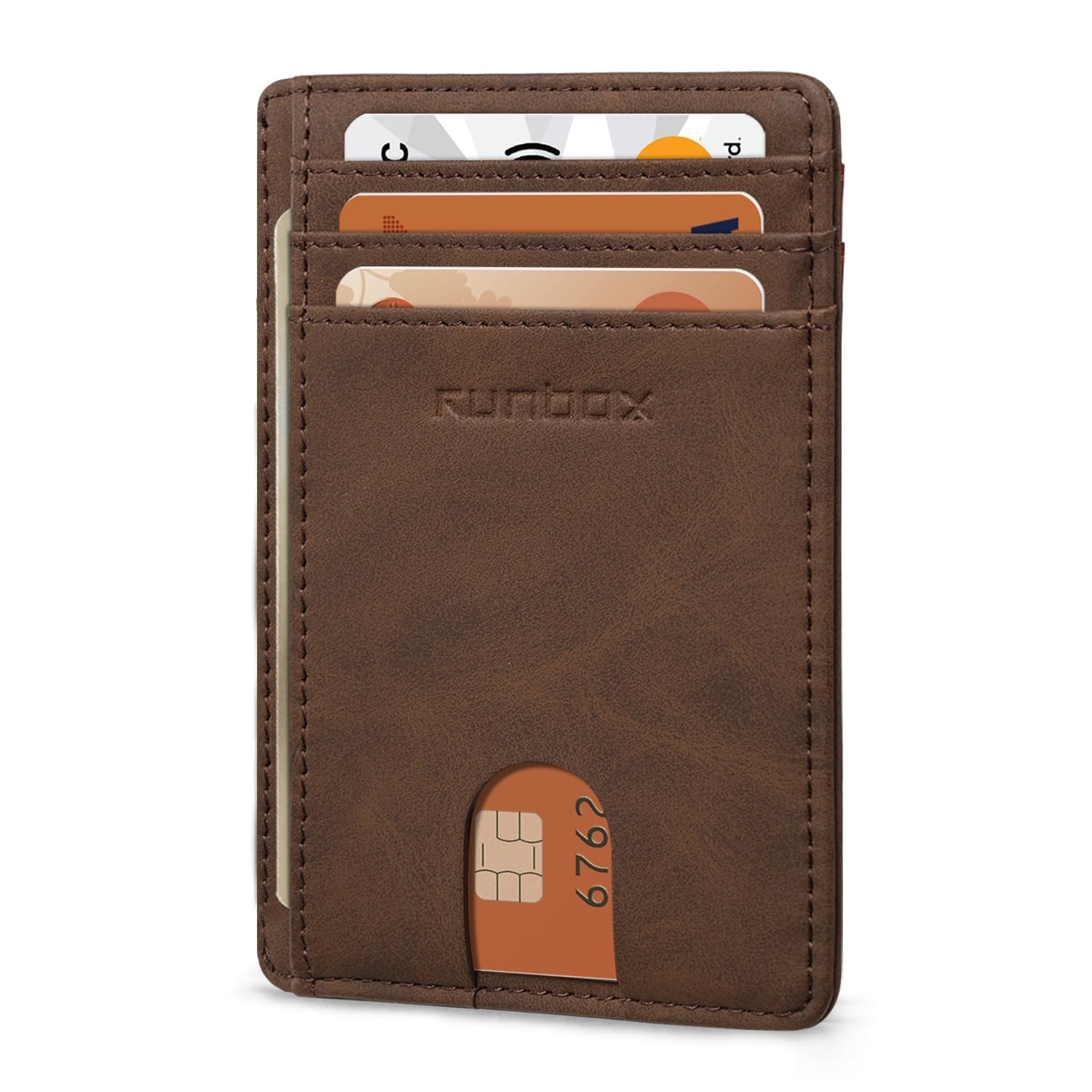 RUNBOX Slim Wallet for Men and Women, RFID Blocking Leather Card Holder