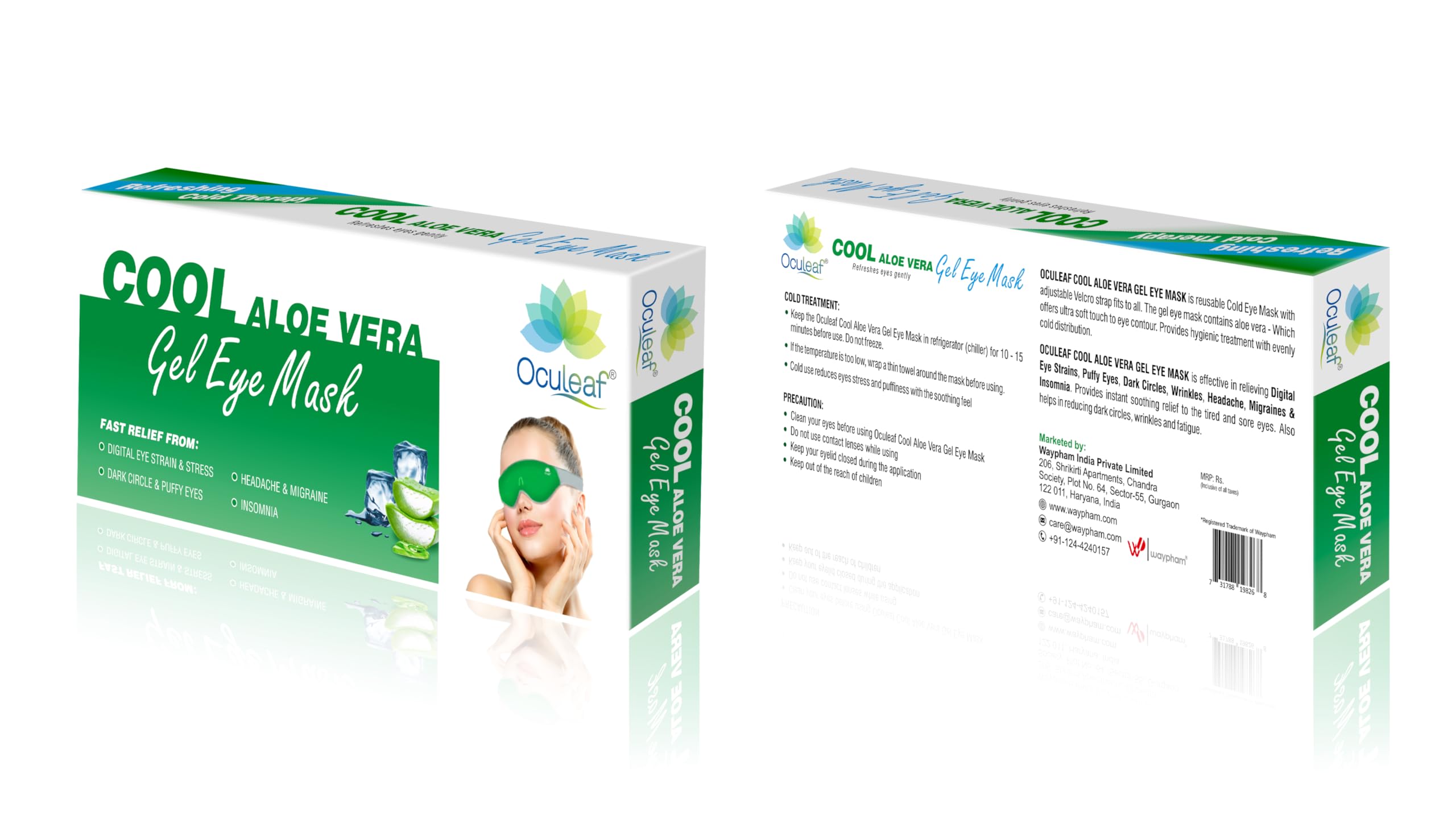 Oculeaf Cool Aloe Vera Gel Eye Mask|Digital Eye Strain & Dry Eyes|Relieve stress (Pack of 1) — Amazon image 3