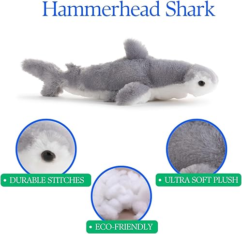 Miniatura 8 de The Petting Zoo Tiburón Martillo - Peluche de animal relleno, regalos para niños, animales Scoopz, juguete de peluche de tiburón, 10 pulgadas
