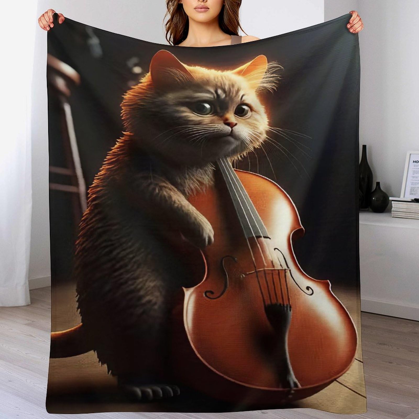 Plaid couverture de chat en flannel polaire chaude et douce 150x200cm pour lit et canape