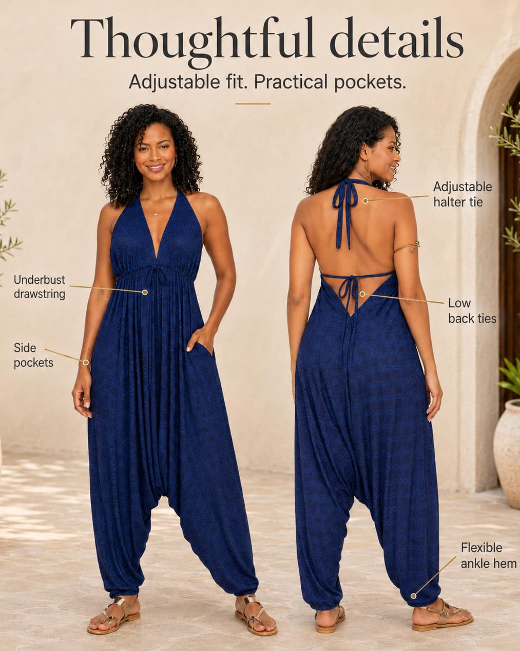 likemary Harem Combinaison sarouel Femme (lot de 1)