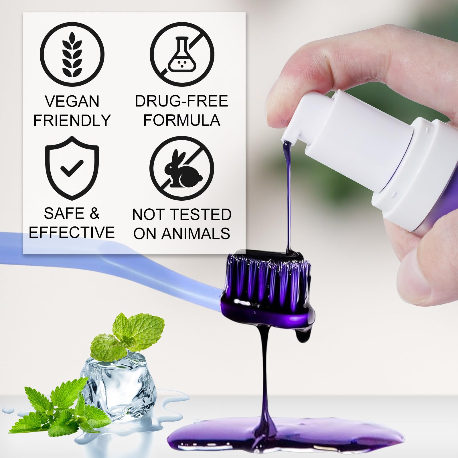 Pasta de dientes morada para blanquear los dientes | Kit de blanqueamiento dental púrpura | Eliminación de manchas y esmalte seguro | Fórmula de aliento fresco con morado único | para café/fumadores 4