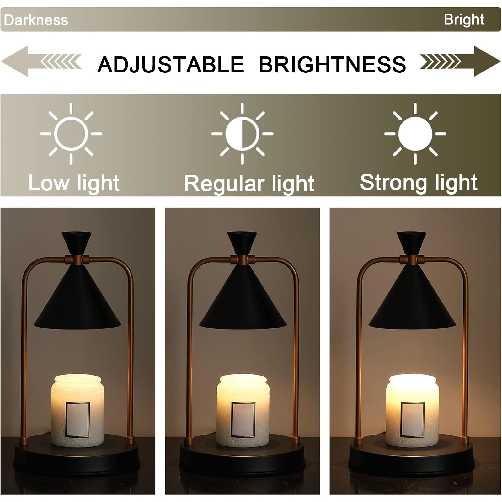 Chauffe-cire à intensité variable avec minuterie, lampe bougie réglable en hauteur pour une ambiance chaleureuse de chambre à coucher, salon, cadeau idéal pour la décoration de la maison