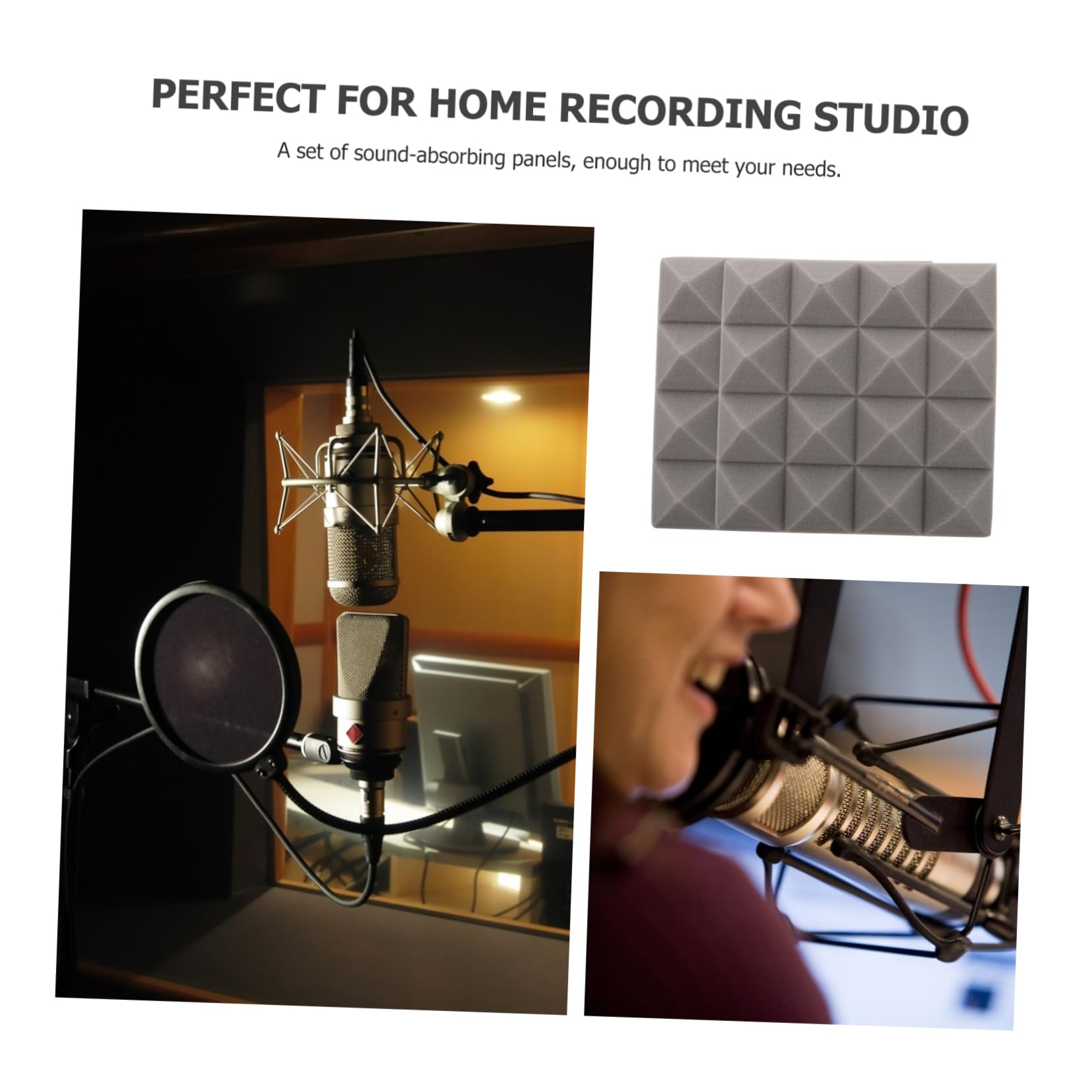 12pezzi Pannelli Fonoassorbenti Espansi in Leggeri e Resistenti per Studi di Registrazione di Controllo Uffici Home Studio e Home Theater Assorbono Energia Acustica Riducendo